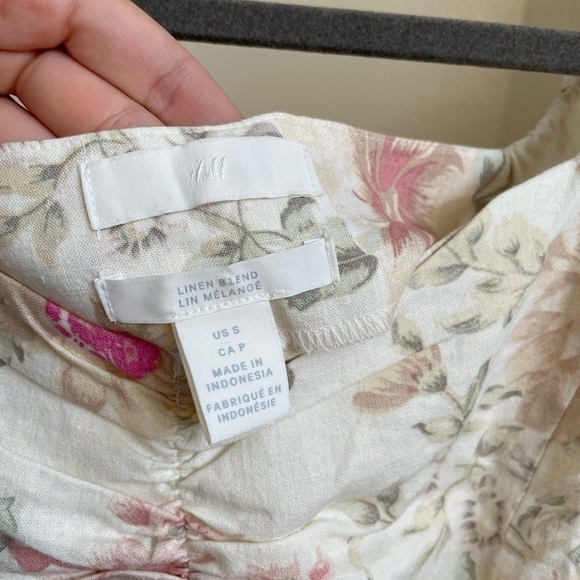 H&M Linen 90s Floral Sweetheart Neckline Top - Picture 4 of 8